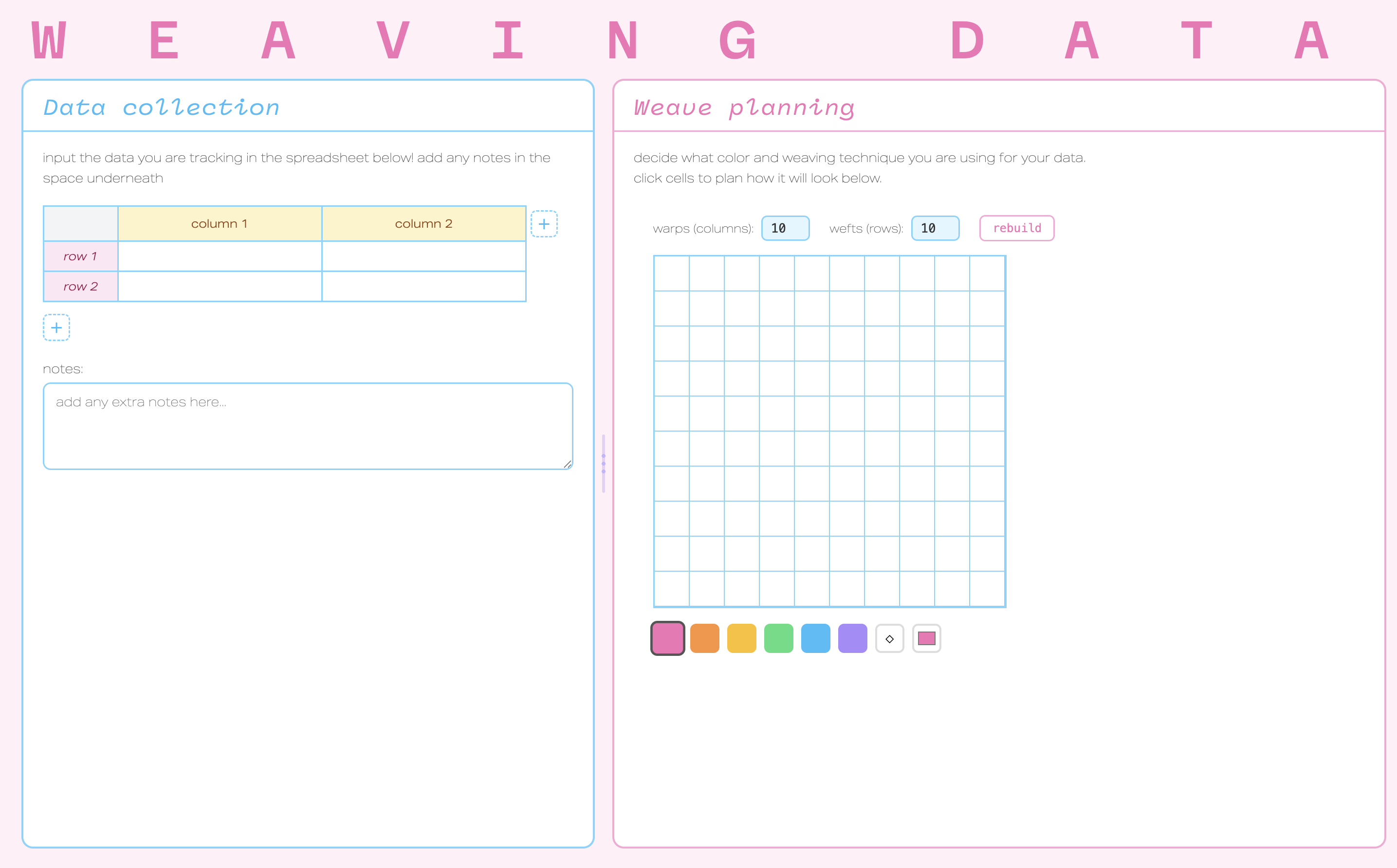 Weaving Data digital tool website